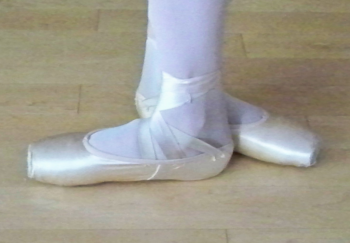A ballet dancer demonstrating Third Position. By Richwales - Own work, CC BY-SA 4.0, Link to
              original.